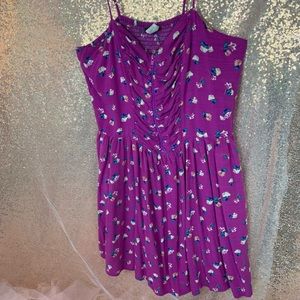 Purple Floral Summer Dress - adjustable straps